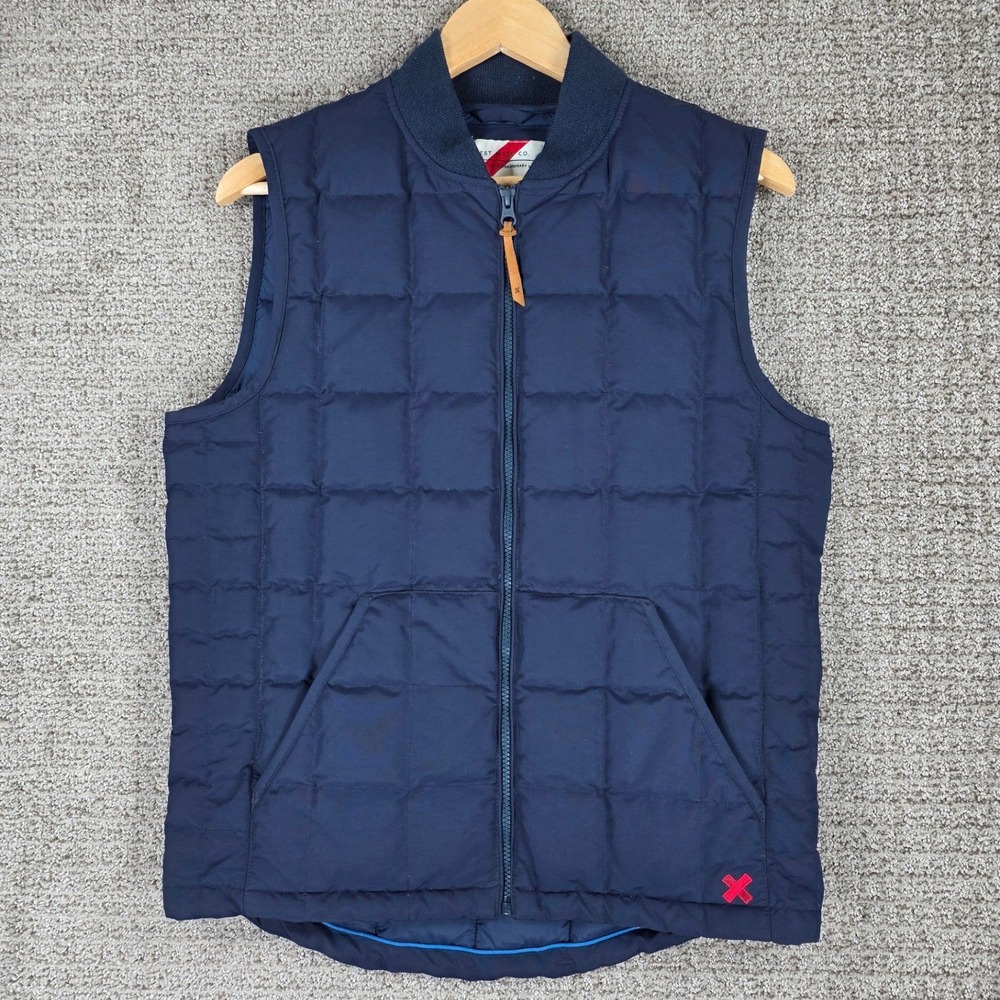 Best Made Co Mens 800 Fill Goose Down Puffer Quilted Vest Navy Blue XS